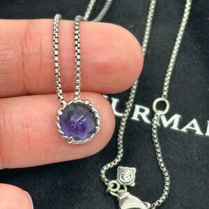 Authentic DAVID YURMAN women's sterling silver necklace with amethyst pendant